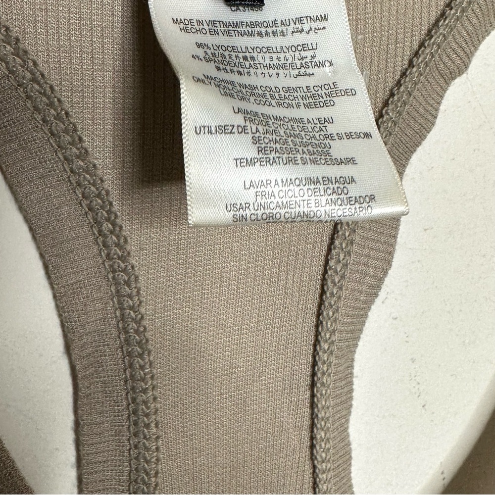 BCBGMaxazria Hazel Tank Dress in Gravel Taupe Lyocell Ribbed Knit Racerback M - Picture 6 of 11